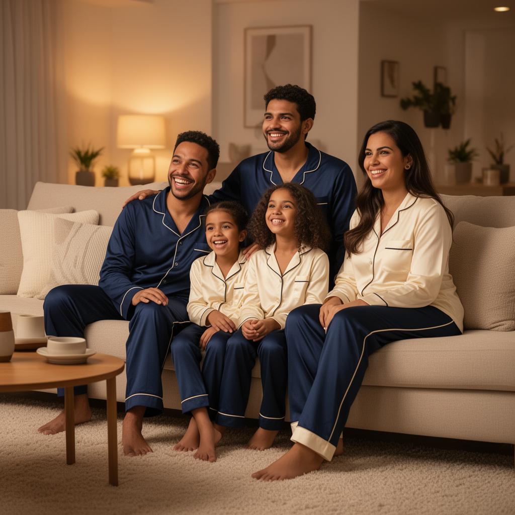 Família vestindo pijamas Universo Toque